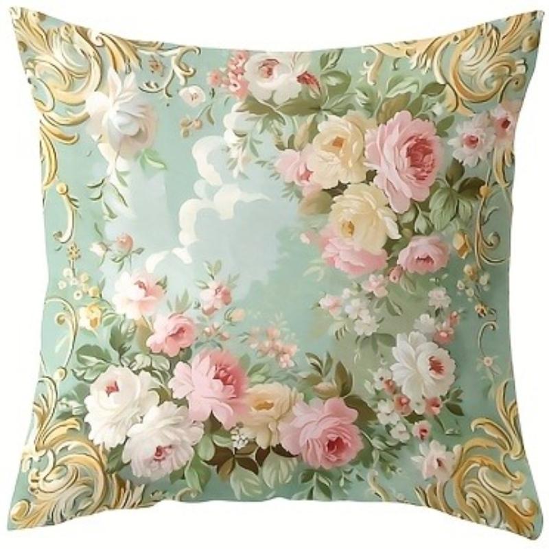 Rococo Floral Pillow Covers Vintage Wallpaper Pattern Cushion Covers Single Sided For Sofa Living Room Bedroom Home Decorations