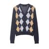 Za Autumn New Women Clothes 2025 Western Style Long Sleeve Flap Collar Diamond Knitted Polo Shirt 9598212