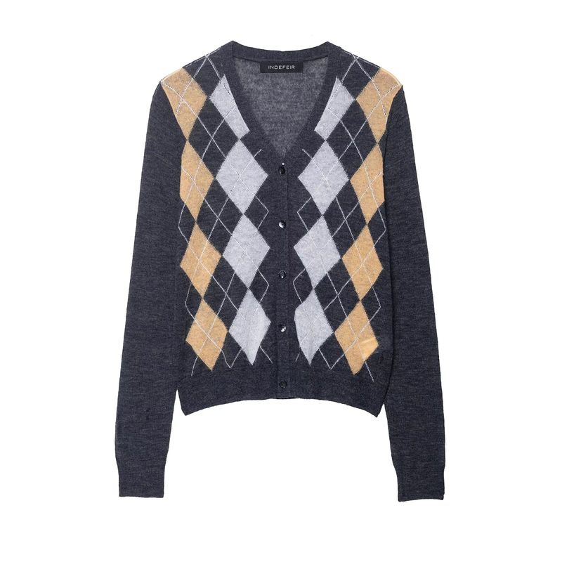 Za Autumn New Women Clothes 2025 Western Style Long Sleeve Flap Collar Diamond Knitted Polo Shirt 9598212