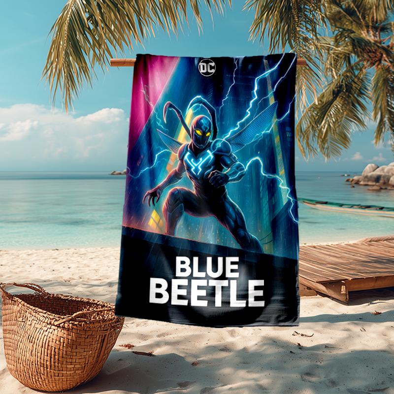 Ultra-Soft Beach Towel with Blue Beetle Theme,Ideal for Pool - Camping, Diving - Perfect Travel Essential, Vibrant Beach Towel.