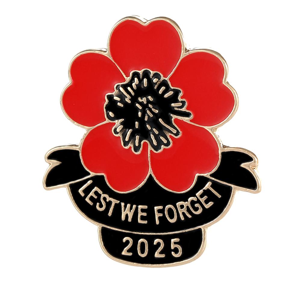 Lest We Forget Poppy Flowers Enamel Brooches Veterans Day Remembrance Day 2026 Pins Souvenir Badge