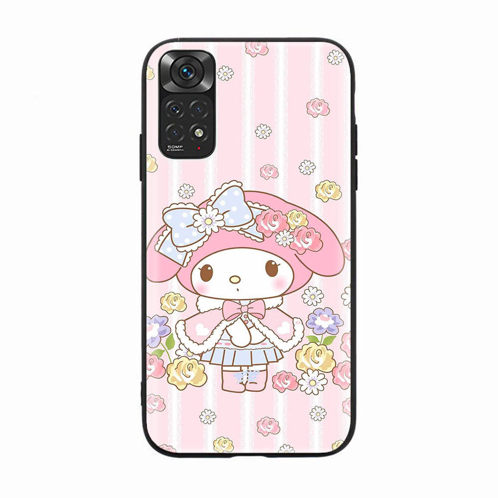H-10 My Melody Black Sofe Case for iPhone 16 15 Plus 14 13 Mini 12 11 Pro 8 6 6S SE 5 XR XS Max Realme C30 C33 C32 9I VIVO V29 V27 V23 Y36