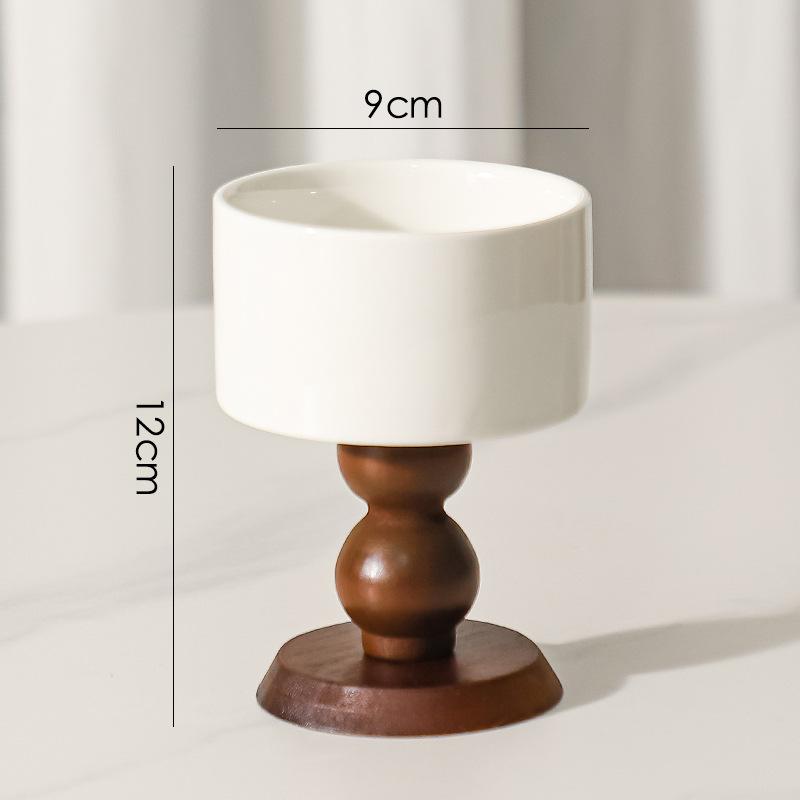 

French ancient style retro INS decoration blue and white ceramic bowl wooden tall bowl dessert cup candle cup ice cream bowl