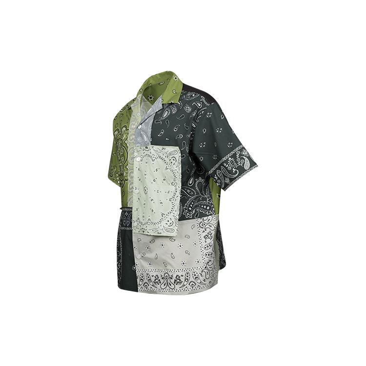 Kenzo Shirts Men's Green Cuban Collar Moderate Shirt FC55CH1449F5-56
