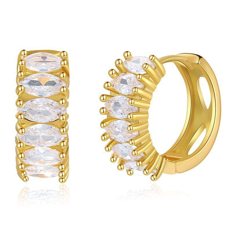 Women S Zirconia Hoop Earrings Minimalist Luxury Full Diamond Fashion Jewelry