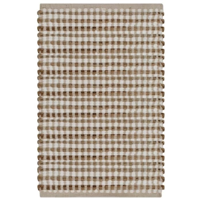 Tapis de bain - vidaXL - Naturel et blanc - Rectangulaire - Lavable - Style scandinave moderne