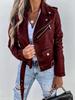 2025 Spring/Summer Women's PU Leather Motorcycle Jacket – Short Zipper Style
