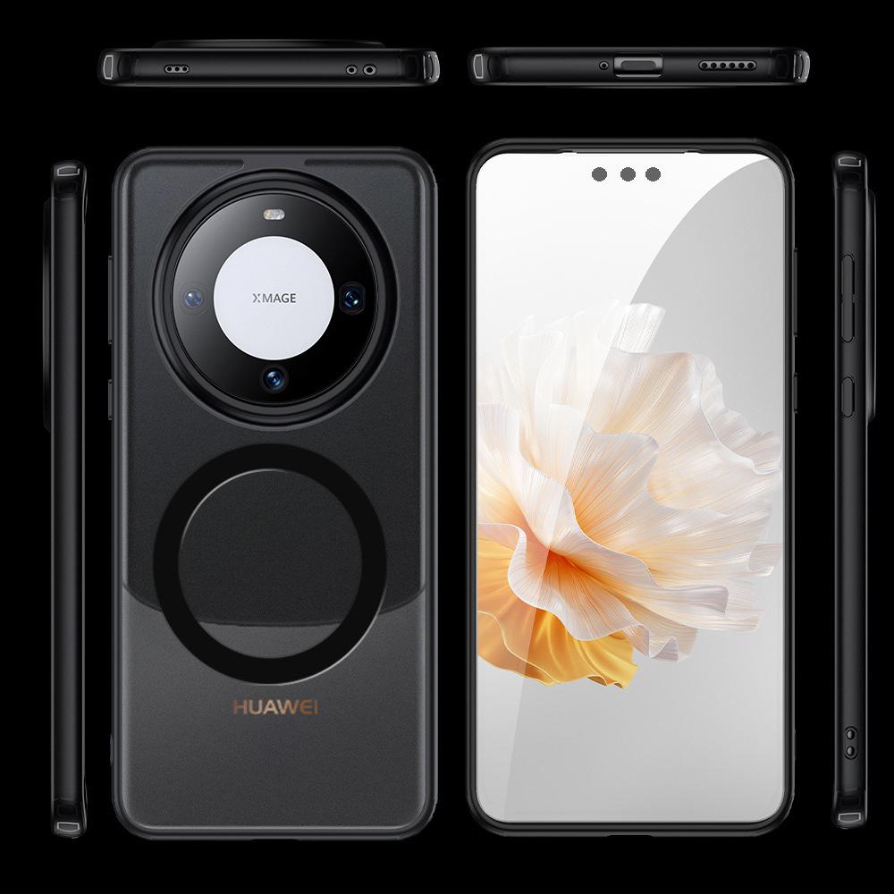 Suitable for Huawei Mate60pro Mobile Phone Case Matte Mate60 Magnetic Suction Anti-fall Magnetic Suction Transparent Simple Protective Case