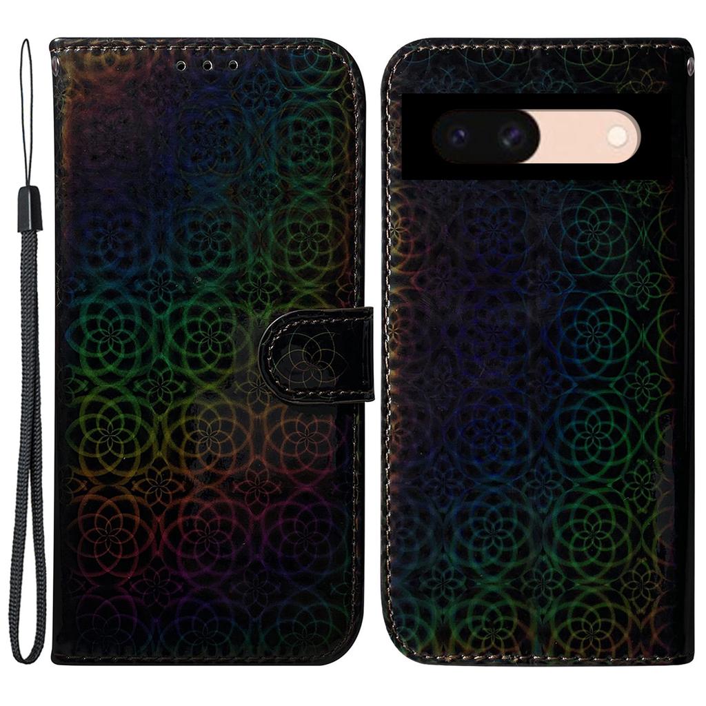 For Google Pixel 8a Case PU Leather Dazzling Flower Phone Cover with Card Slots