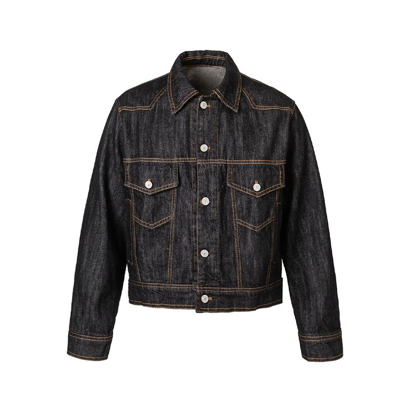 

Men s American Retro Washed Vintage Denim Jacket, Unisex Loose Casual Versatile Jacket Top, Couple s Trendy Style Black XL