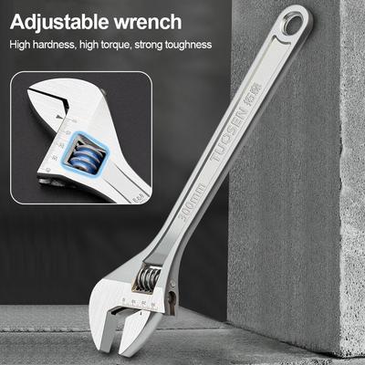 New High-Carbon Steel Adjustable Wrench Large Openin Long Handle Spanner 6-12 Inch Universal Wrench