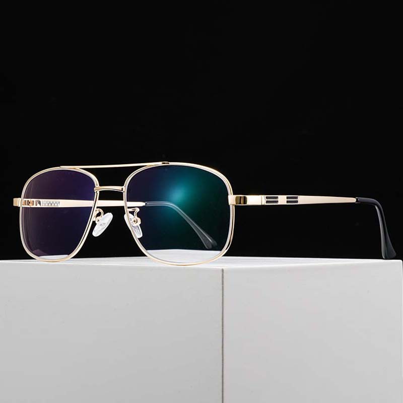 Legierungsbrille Herren groß Quadratisch Myopie Rezeptbrille Damen Metall Voll Optische Brille 2256 SPH 0 -0.5 -0.75 -1.0 BIS -6.0