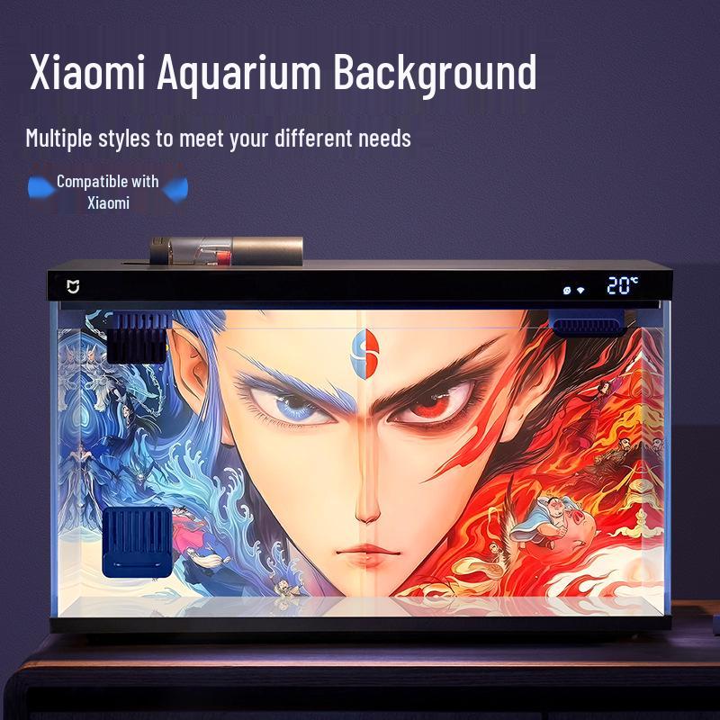 Hochauflösender 3D-Aquarium-Acryl-Hintergrund mit Cartoon-Aufklebern