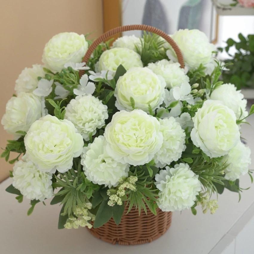 1PC Fall Artificial Peony Flowers Silk Hydrangea Rose Living Room Home Vase Garden Wedding Bridal Bouquet Diy Party Decoration