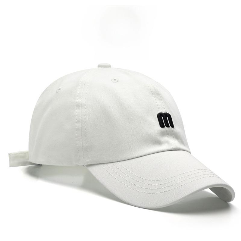 Hat M letter embroidered cap men's versatile curved brim cotton soft top sun hat fashionable simple women's baseball cap