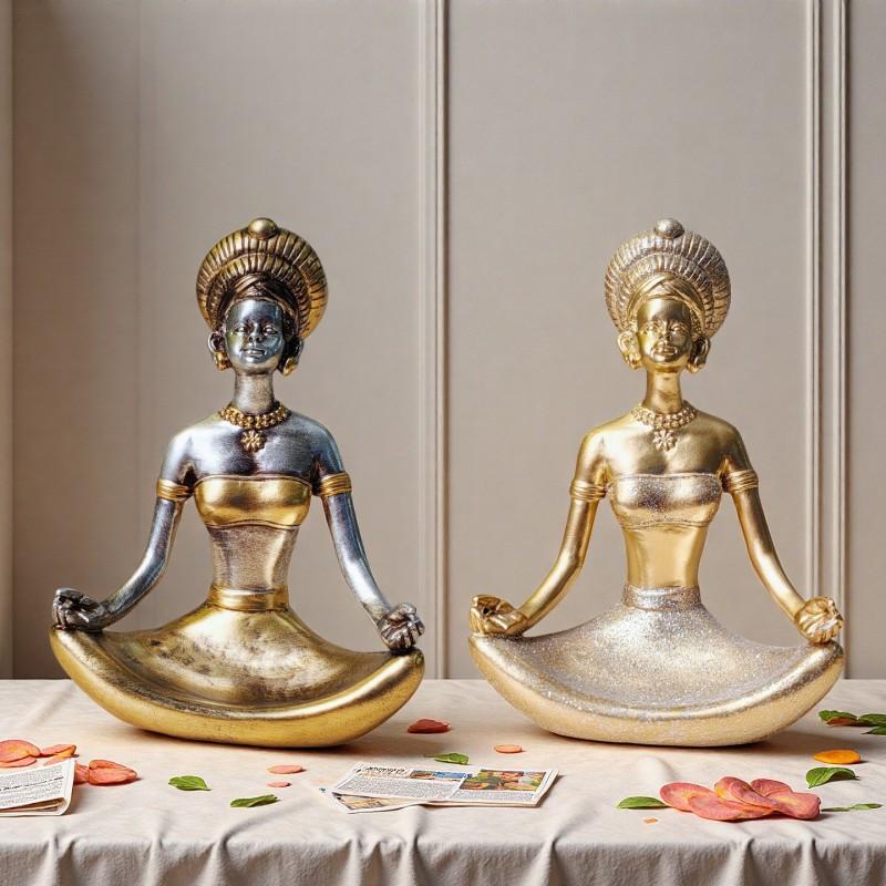 Resin Yoga Meditation Figurine Nordic Style Zen Decor Sculpture Living Room Study Desk Home Office