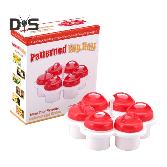 6Pcs Steamed Egg Mold with Brush 6 Shapes Food Grade PP Heat Resistant Non-stick Poached Egg Cup Cooker Steamer Kitchen Gadget