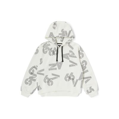 Vans Letter Stripe Pattern Loose Hoodie Women Hoodies Off-White VN000F27YL0