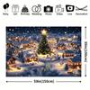1 set of festive Christmas village backdrop | Comfortable snowy scene with fir trees and wooden houses | 100% polyester fiberZL