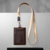 Leather Work ID Badge Holder with Foldable Magnetic Closure