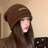 Rolling Pile Hat Women's Autumn and Winter Big Head Circumference Confinement Cold Hat Showing Small Face Warm Knitted Wool Hat