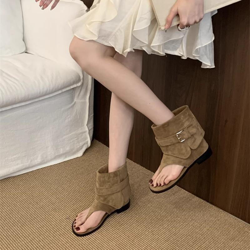 Cowboy boots sandals women's summer toe cool boots women's 2025 new flat flip-flops retro women's shoes summer