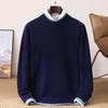 Men's Thickened Wool Sweater, Round Neck, Long Sleeve, Business Casual, Simple, Loose, Versatile Knit Outerwear, Base Layer