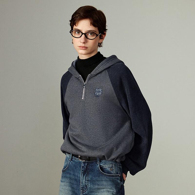 Chuyu Women's American Retro Fleece-Lined Hooded Sweatshirt