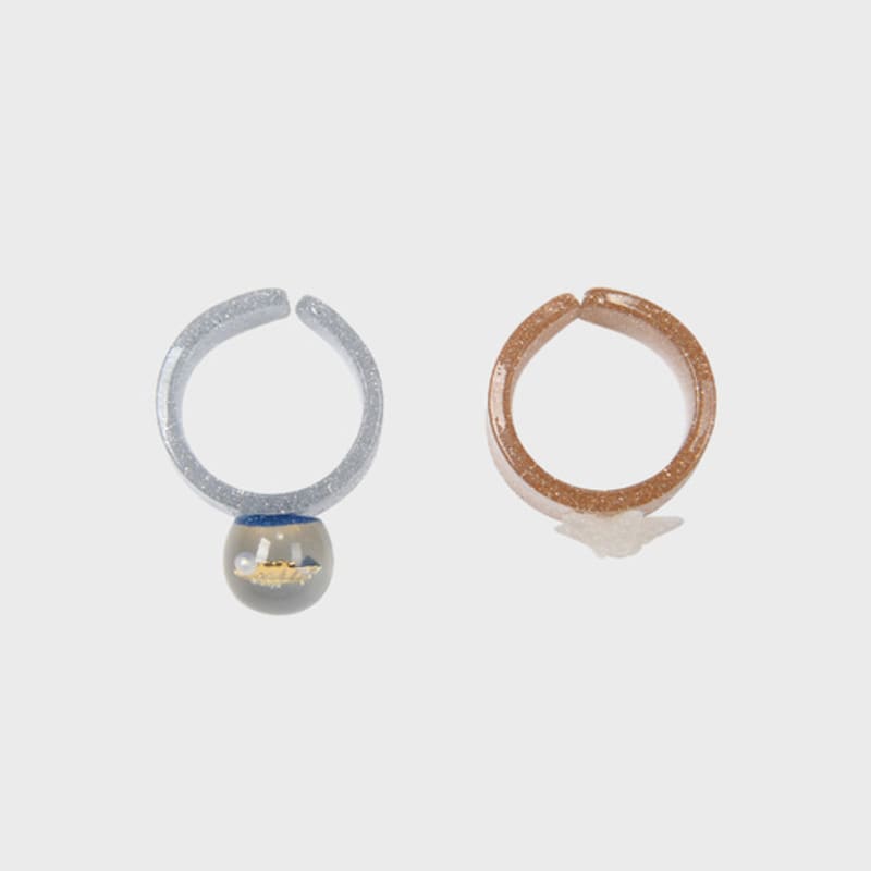 

Eireve SPARKLING SAND RING SET (2 PCS/BLUE GOLD) Blue and Gold