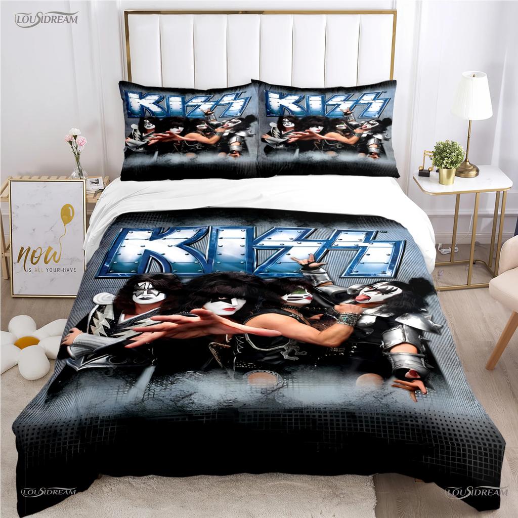 Kiss Band Rock Music All Season Duvet Cover Comforter Bedding Set Soft Quilt Cover And Pillowcases Teen Single/Double/Queen/King