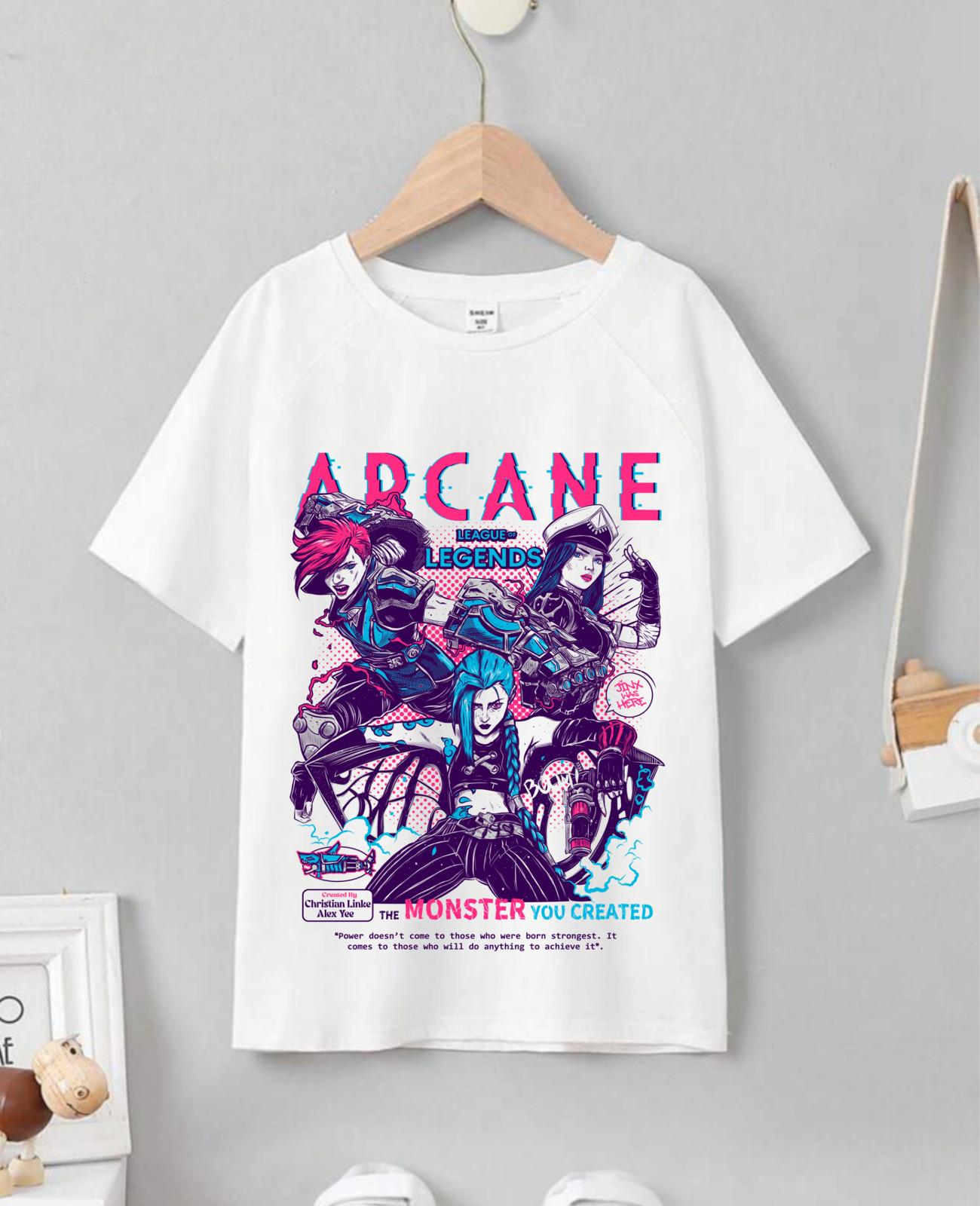 Jinx Arcane T-Shirt Mens Womens Tees Top Japanese Anime Cartoon Jinx Arcane Graphic Shirt gift S