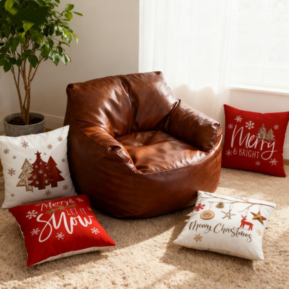 Classic Christmas Festive Elements Versatile Pillow Cover Tree Snow Pattern For Home Party Daily Use