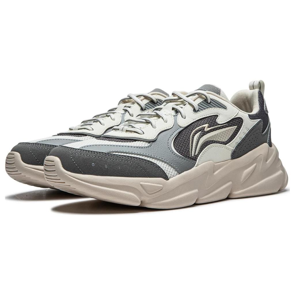 Li-Ning Yunhai Versatile Retro Thick Sole Height Increasing Shock Absorbing Non-Slip Wear-Resistant Support Low-Top Casual Shoes AGCT427-2