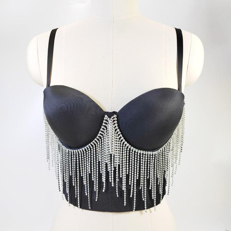 Black Friday Party Sexy Tassel Corset Top Push Up Backless Bustier Club