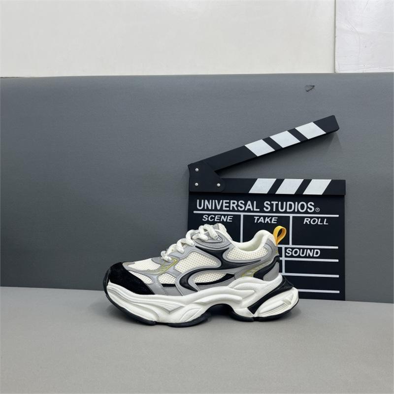 Autumn New Breathable Leather Thick-soled Comfortable Lace-up Trendy Dad Shoes Xk