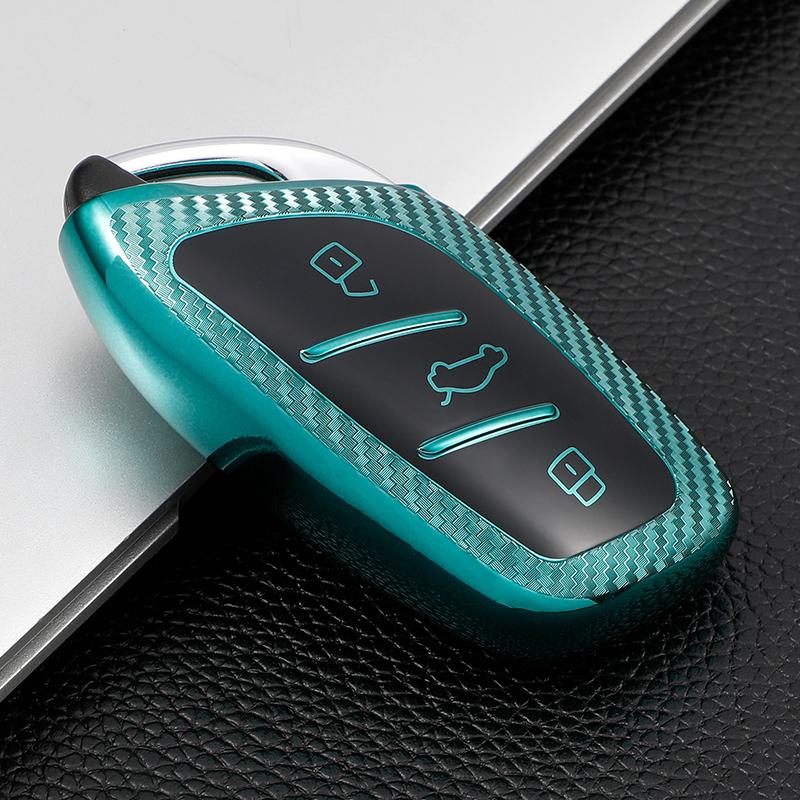 TPU Carbon Fiber Car Smart Key Case Cover Bag for MG ZS EV MG6 EZS HS EHS 2019 2020 for Roewe RX5 I5 I6 RX3 RX8 ERX5
