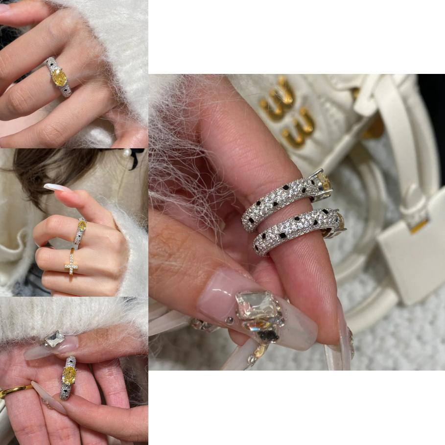 Stunning 2024 Summer Collection Womens Yellow Diamond Adjustable Ring Chic Fresh Style