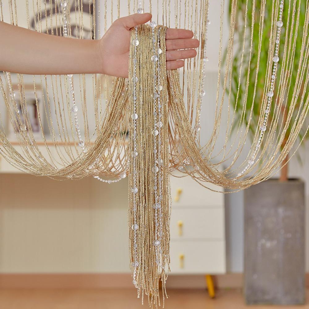 Room Divider Crystal Beads String Curtain Solid Color Tassel Window Curtain  Home Decor