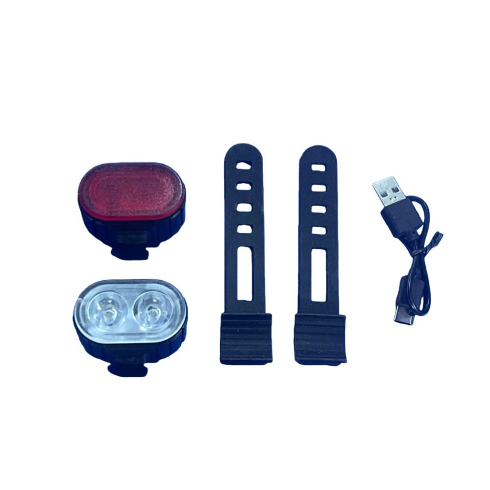 1 Set Multiple Lighting Modes Usb Type-C Rechargeable Bicycle Front Rear Light Led Headlamp Taillight For Night Riding Safety