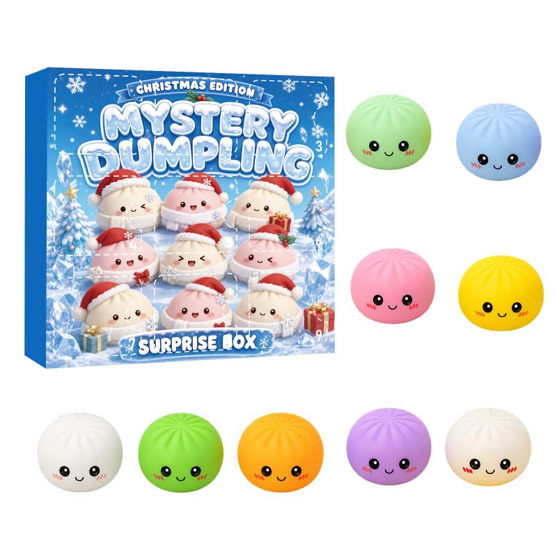 2026 Christmas Advent Calendar Mystery Dumpling Blind Box 24 Day Countdown Squeeze Sensory Fidget Holiday Gift Set