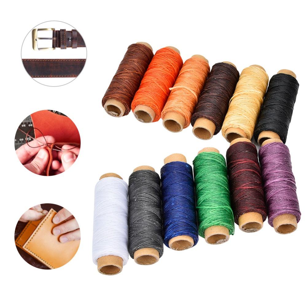 12pcs 55 Yards Per Spool Leather Sewing Thread 150D Braided Flat Thread Basketry