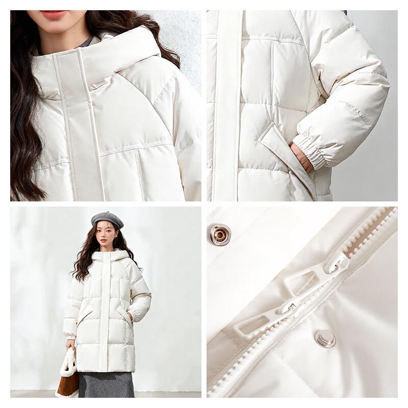 MJ STYLE Women's Hooded Mid-Length Puffer Jacket