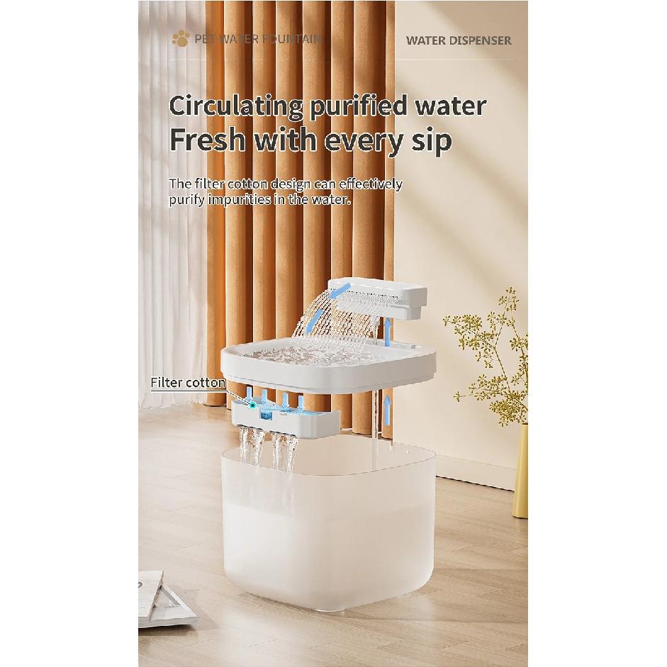 3L USB Pet Water Fountain with Pump & Filter Anti-Dry Burning Cat Water Dispenser Auto Recirculating Pet Water Flow Drinker