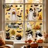 Electrostatic Window Cling 6 Sheets Halloween Clings, Spooky Ghost Pumpkin Bat Sticker Sticker, Reusable Static Glass Decals for Holiday Party