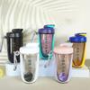 590ML Blender Shaker Bottle with Stirring Ball Protein Powder Shake Cup Plastic Mixing Cup Body Building Exercise Water Bottle