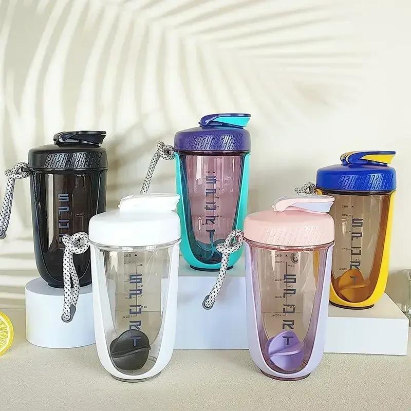590ML Blender Shaker Bottle with Stirring Ball Protein Powder Shake Cup Plastic Mixing Cup Body Building Exercise Water Bottle