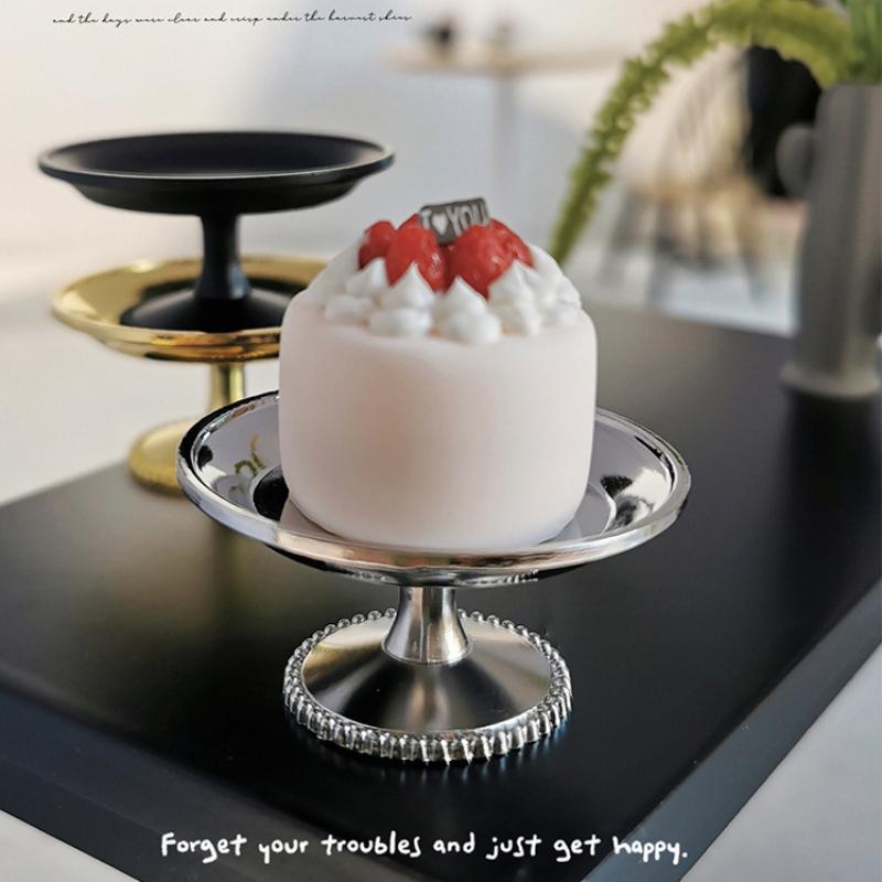 1Pcs Miniature Metal Fruit Snack Tray Dollhouse Cake And Pastry Tray/Dim Sum Dish Model Pretend Play Food Accessories Toy