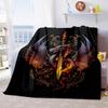 Dragon Sword Flame Artwork Throw Soft Comfortable All Seasons Blanket Perfect Gift Couch Office Nap Outdoor Travel Blanket