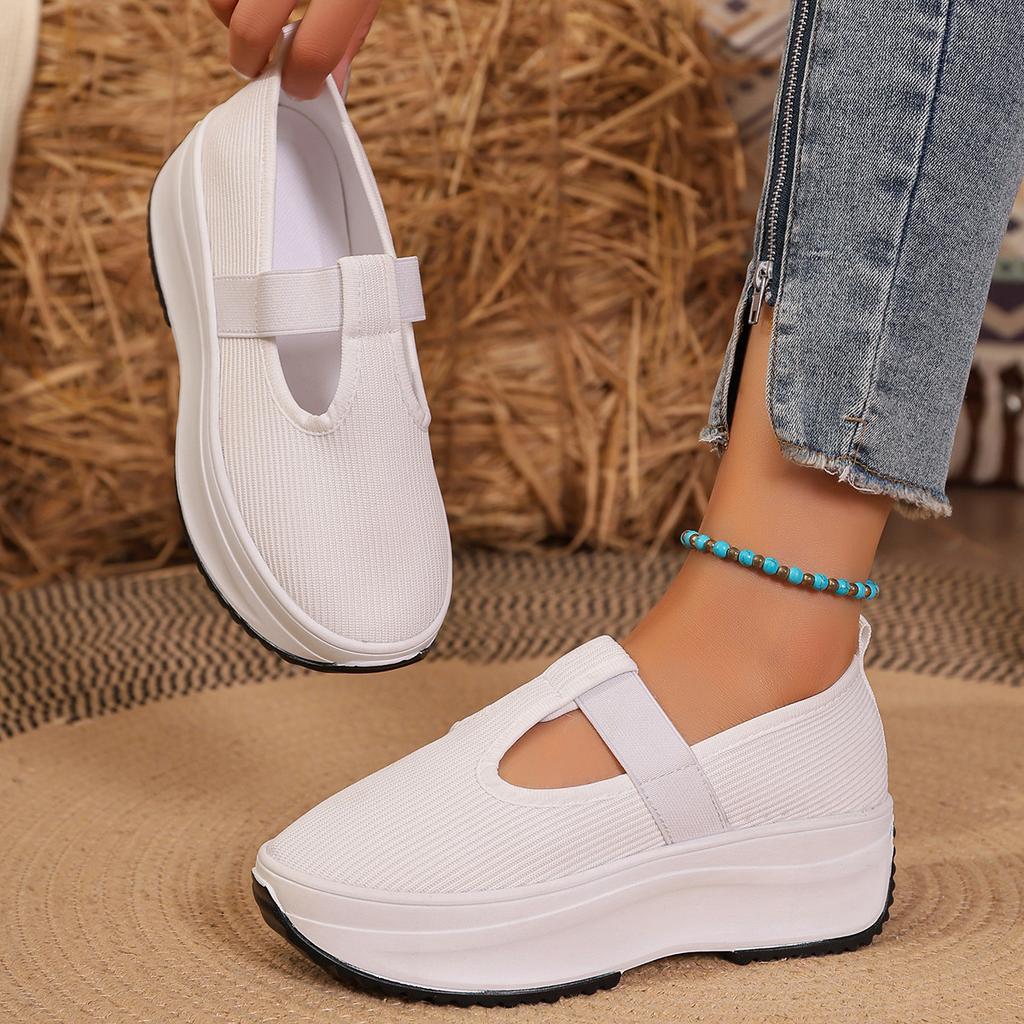 Mocassini a Maglia da Donna a Calzata Larga, Scarpe Casual Slip-On Traspiranti, Ballerine Comfort Europee da Donna