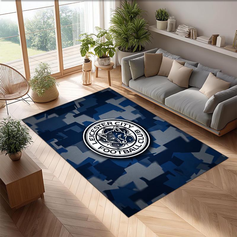 Tappeto in Velluto di Cristallo con Stampa del Leicester City Football, Comodo Assorbente d'Acqua Antiscivolo Tappeto per Pavimenti Interni